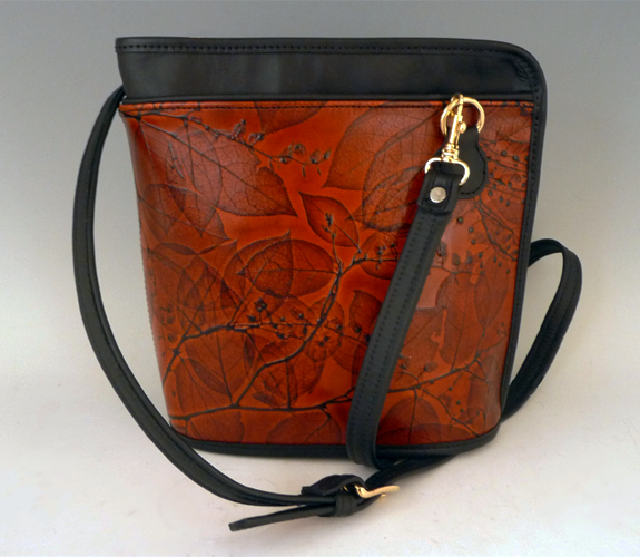 Leaf Leather Tooled Leather Small Messenger Purse